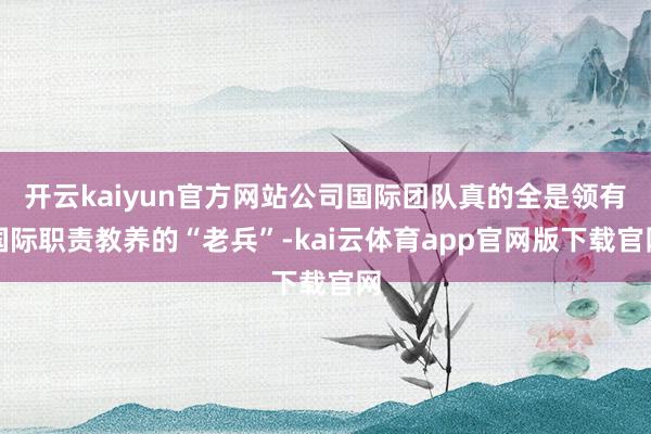 开云kaiyun官方网站公司国际团队真的全是领有国际职责教养的“老兵”-kai云体育app官网版下载官网