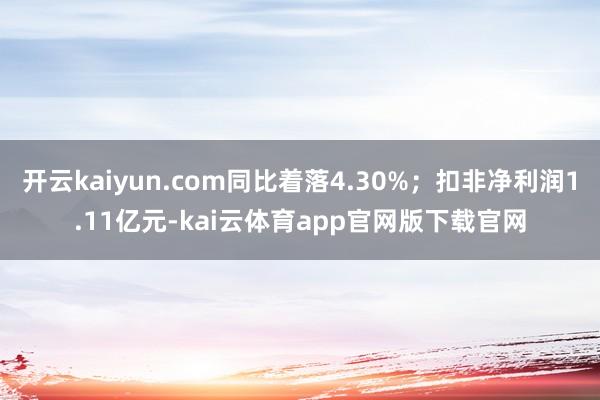 开云kaiyun.com同比着落4.30%；扣非净利润1.11亿元-kai云体育app官网版下载官网